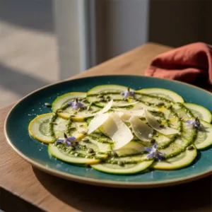 La Cour Carpaccio de courgettes et copeaux de parmesan