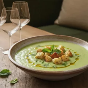 Velouté de petits pois à la menthe fraîche