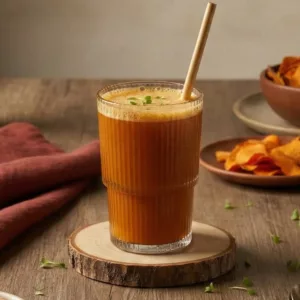 Verre de jus de fruit pomme carrotte gingembre